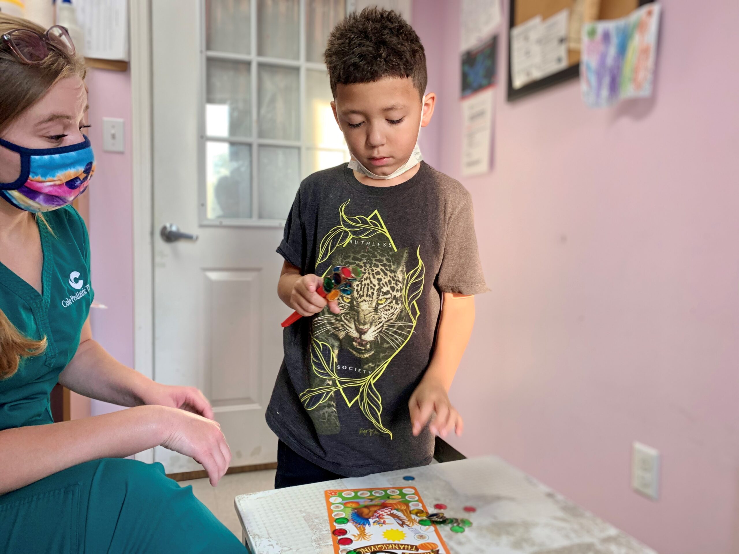 Speech therapists treating patient