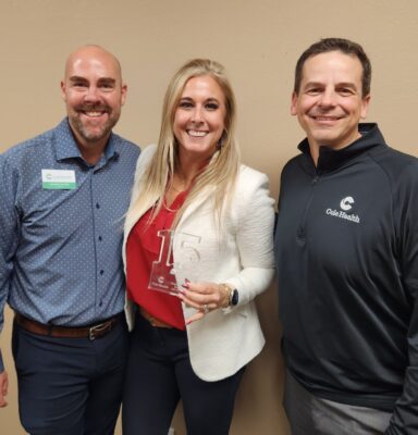 Pictured left to right: Jason Stark, OT, MHA, President, Jenny Eastridge, Vice President, and Adam Cole, MBA, CEO (right)